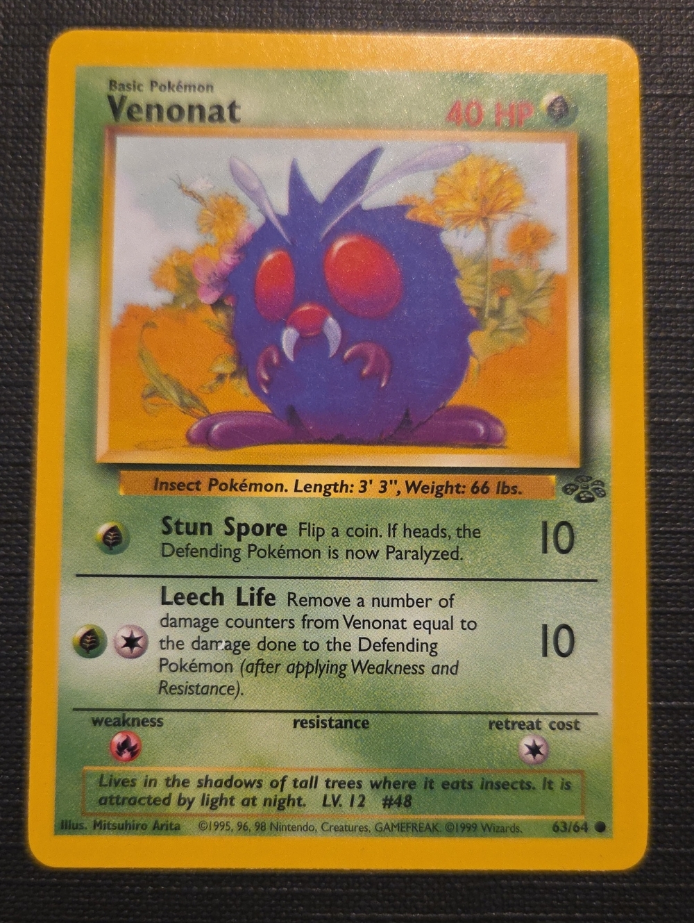 VENONAT Pokemon Jungle Set (1999) Trading Card (63/64)
